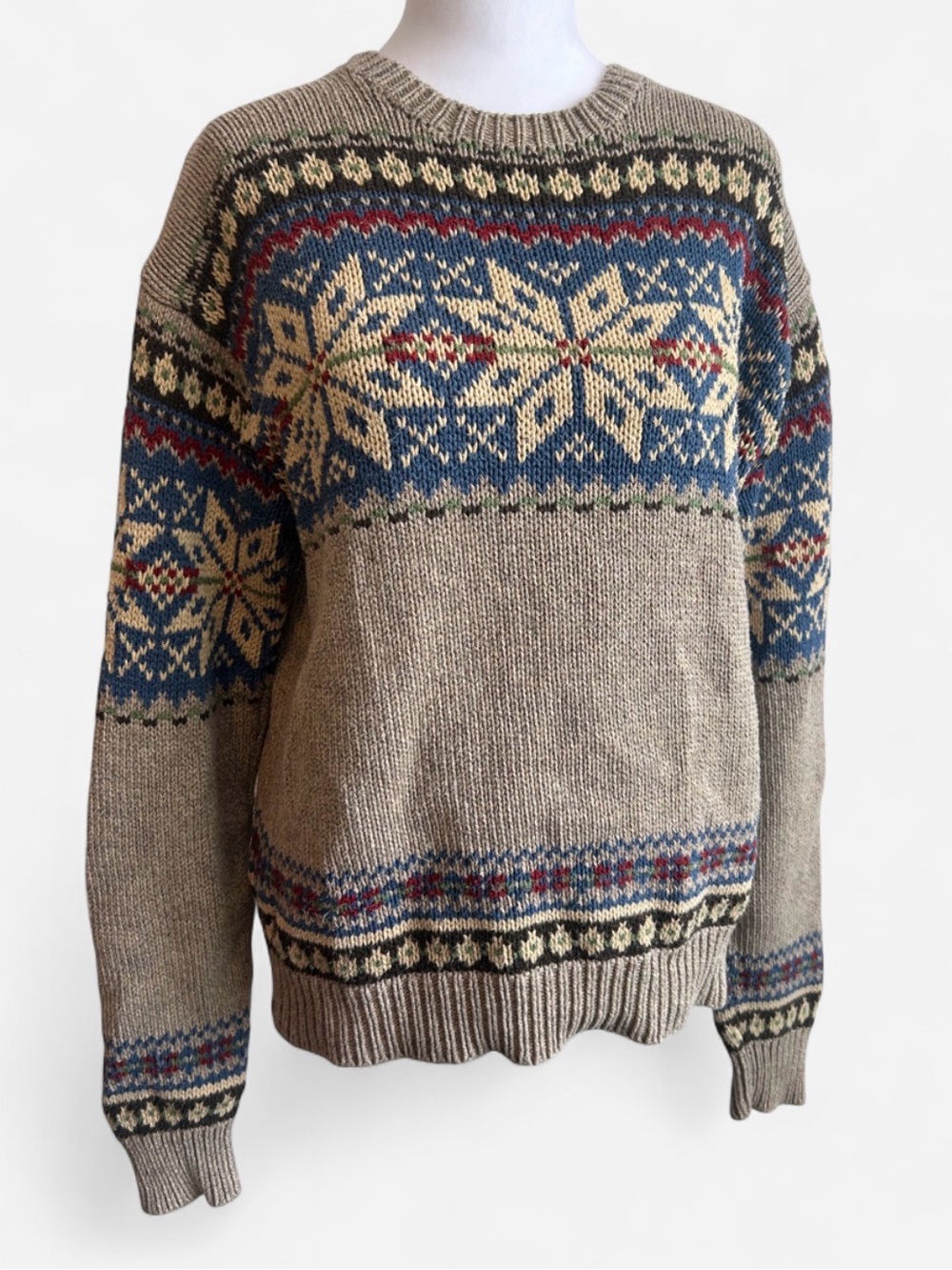Vintage Polo Ralph Lauren 100% Cotton Fair Isle Nordic Snowflake Sweater Medium